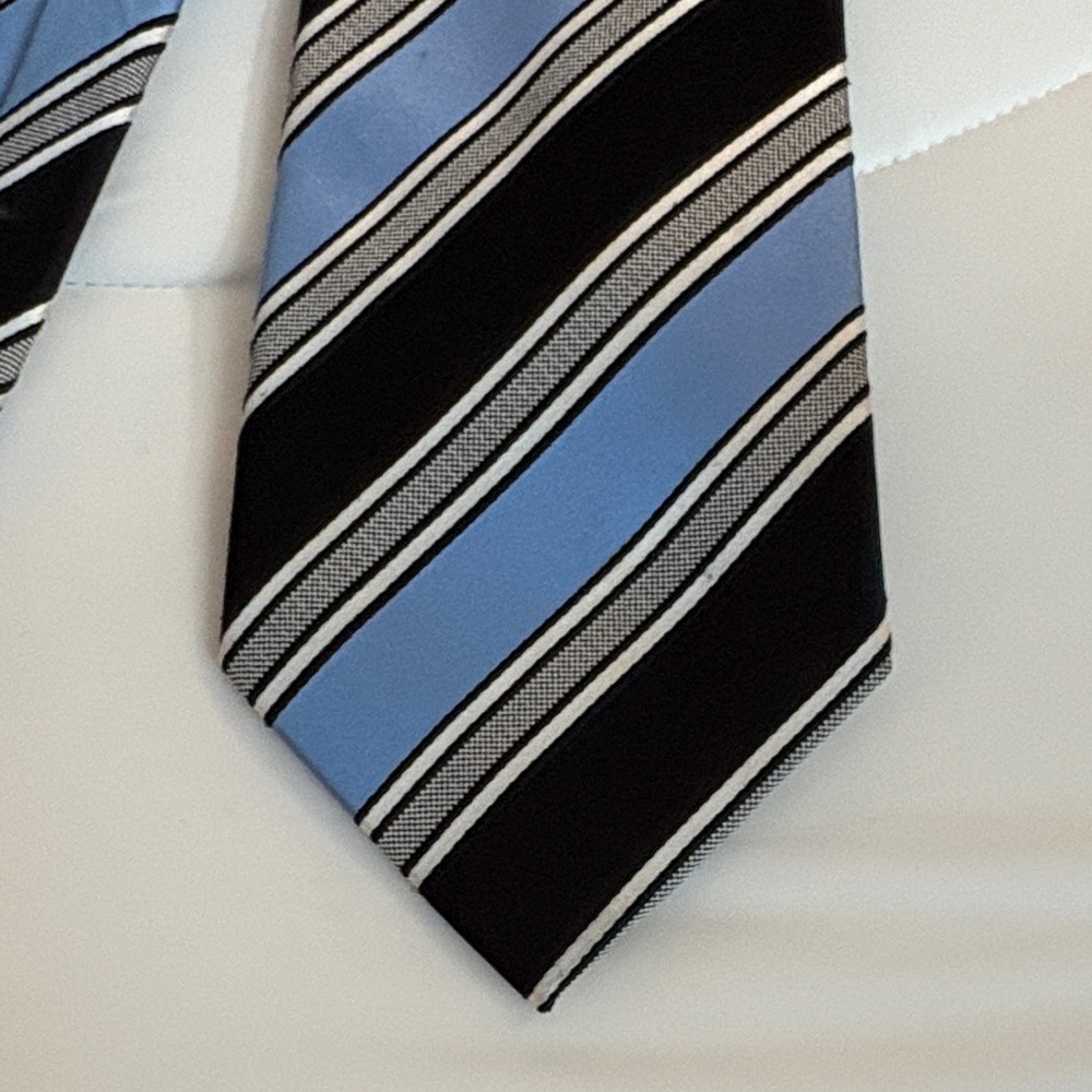 Elegant Black and Blue Striped Tie